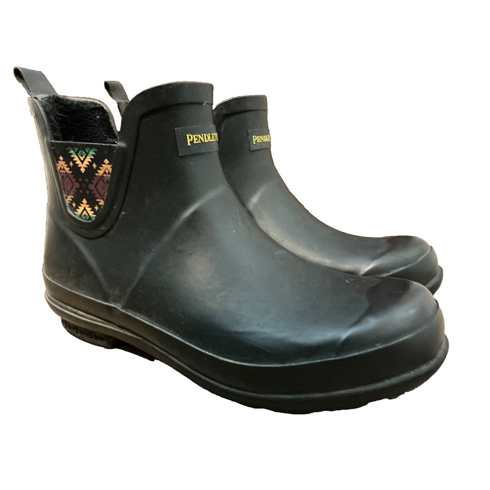 Pendleton Women's Black Rubber Waterproof Sierra Sunset Chelsea Rain Boots US 9 - Picture 2 of 5